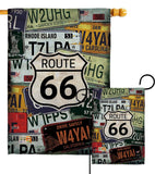 Route 66 Plates Americana US Historic Decor Flag: Garden Flag 13" x 18.5" Only / Double Sided-Thick Fabric