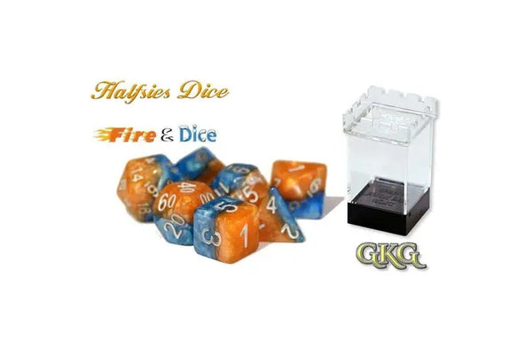 Halfsies Dice Fire & Dice with Upgraded Dice Case