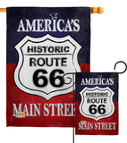 Route 66 Americana Star and Stripes Decor Flag: Garden Flag 13" x 18.5" Only / Double Sided-Thick Fabric