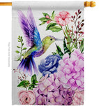 Purple Hummingbird Animals Bird Floral Decor Flag: Garden Flag 13" x 18.5" Only / Double Sided-Thick Fabric