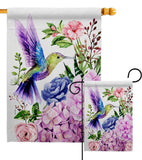 Purple Hummingbird Animals Bird Floral Decor Flag: Garden Flag 13" x 18.5" Only / Double Sided-Thick Fabric