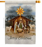 Birth of Jesus Wintertime Nativity Christmas Decor Flag: Garden Flag 13" x 18.5" Only / Double Sided-Thick Fabric