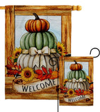 Fall Pumpkin Trio Falltime Harvest Autumn Floral Decor Flag: Garden Flag 13" x 18.5" Only / Double Sided-Thick Fabric