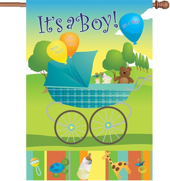 Rock-A-Bye Baby Boy House Flag Boy or Girl