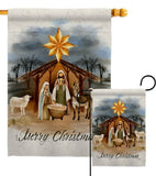 Birth of Jesus Wintertime Nativity Christmas Decor Flag: Garden Flag 13" x 18.5" Only / Double Sided-Thick Fabric