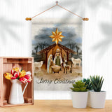 Birth of Jesus Wintertime Nativity Christmas Decor Flag: Garden Flag 13" x 18.5" Only / Double Sided-Thick Fabric