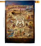 America’s Highway Route 66 Map Flag Home Decor: Garden Flag 13" x 18.5" Only / Double Sided-Thick Fabric