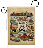 Get Your Kicks Map Route 66 Flag Home Decor: Garden Flag 13" x 18.5" Only / Double Sided-Thick Fabric