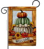 Fall Pumpkin Trio Falltime Harvest Autumn Floral Decor Flag: Garden Flag 13" x 18.5" Only / Double Sided-Thick Fabric