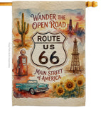 Map Route 66 Main Street Flag Home Decor: Garden Flag 13" x 18.5" Only / Double Sided-Thick Fabric