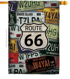Route 66 Plates Americana US Historic Decor Flag: Garden Flag 13" x 18.5" Only / Double Sided-Thick Fabric