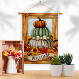 Fall Pumpkin Trio Falltime Harvest Autumn Floral Decor Flag: Garden Flag 13" x 18.5" Only / Double Sided-Thick Fabric