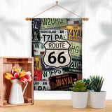 Route 66 Plates Americana US Historic Decor Flag: Garden Flag 13" x 18.5" Only / Double Sided-Thick Fabric