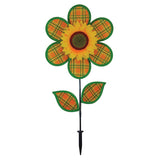 12" Plaid Sunflower with Leaves