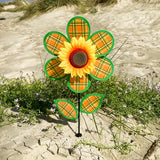 12" Plaid Sunflower with Leaves