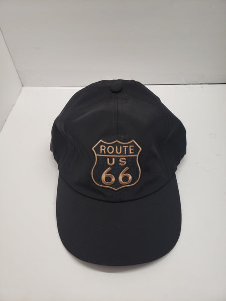 Route 66 black Hat with American Flag on the Back