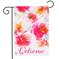 Watercolor Floral Burlap Garden Flag