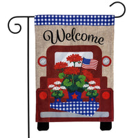 Red Truck Burlap Garden Flag