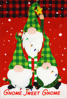 Gnome Tree Burlap Garden Flag