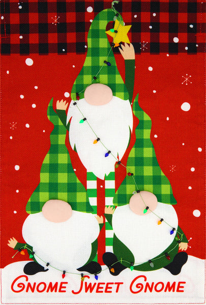 Gnome Tree Burlap Garden Flag