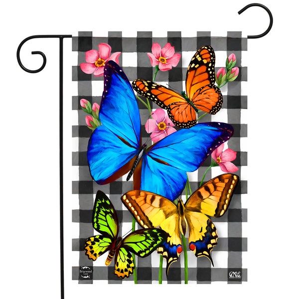 Checkered Butterflies Garden Flag