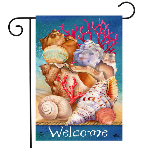 Seashell Welcome Garden Flag