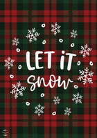 Let It Snow Plaid Burlap Garden Flag