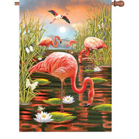 28 in. House Flag - Flamingo Sunset