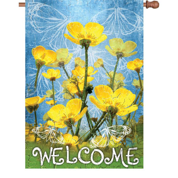 Buttercups Welcome House Flag 28 inch