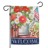 Welcome Floral Patriotic Garden Flag American Flag Stars & Stripes