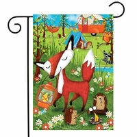Wilderness Camp Summer Garden Flag Fox Tents Camping 12.5" x 18"