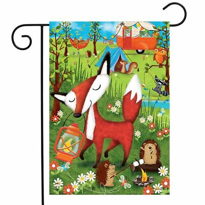 Wilderness Camp Summer Garden Flag Fox Tents Camping 12.5" x 18"