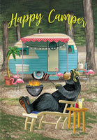 Garden Flag, Happy Camper, Bear, Barbecue & Trailer